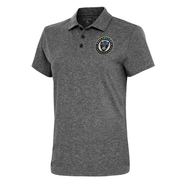 Women's Antigua  Heather Black Philadelphia Union Motivated Polo