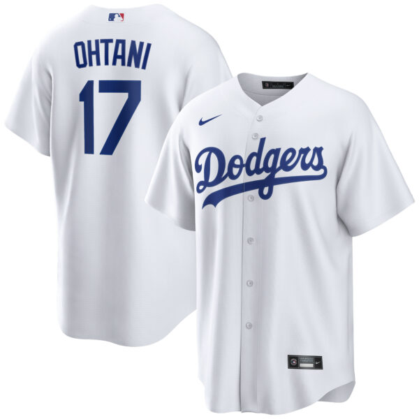 Men's Nike Shohei Ohtani White Los Angeles Dodgers Home Replica Player Jersey - Image 5