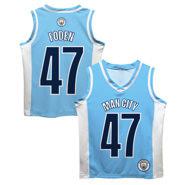 Toddler Vive La Fete Phil Foden Sky Blue Manchester City Mesh Basketball Jersey - Image 5