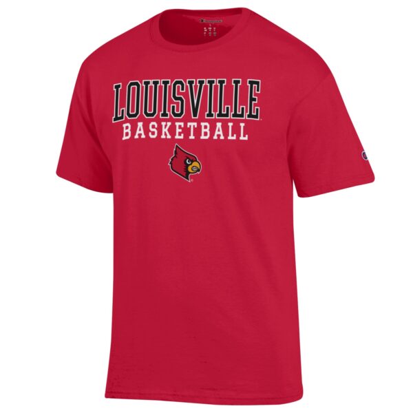 Men's Champion Red Louisville Cardinals Basketball Stack T-Shirt - Image 6