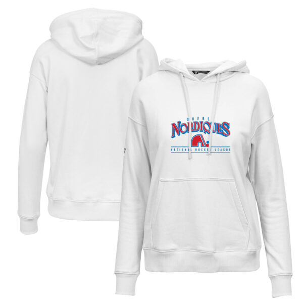 Women's Levelwear White Quebec Nordiques Retro Adorn Spellout Pullover Hoodie - Image 2