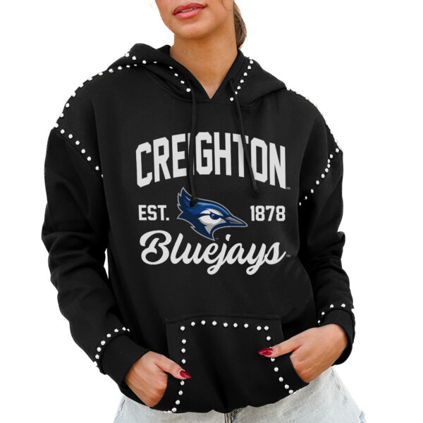 Women's Gameday Couture  Black Creighton Bluejays Studded Pullover Hoodie
