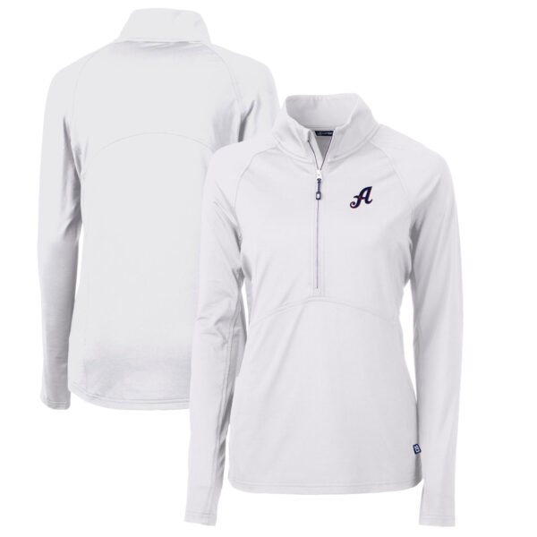 Women's Cutter & Buck White Reno Aces Adapt Eco Knit Stretch Recycled Half-Zip Top