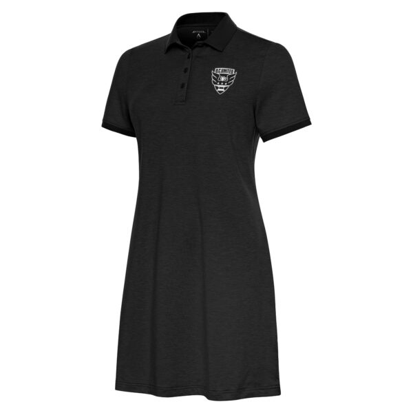 Women's Antigua Black D.C. United White Logo Play Through Polo Dress