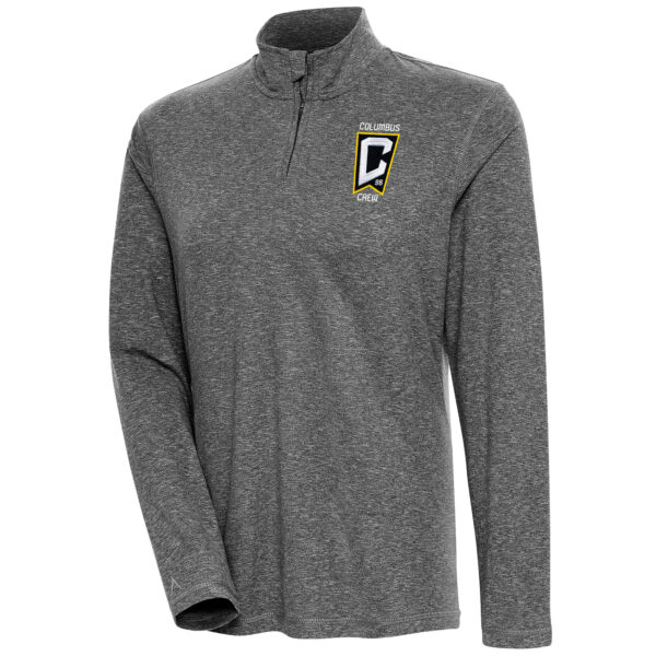 Women's Antigua  Heather Black Columbus Crew Confront Quarter-Zip Pullover Top