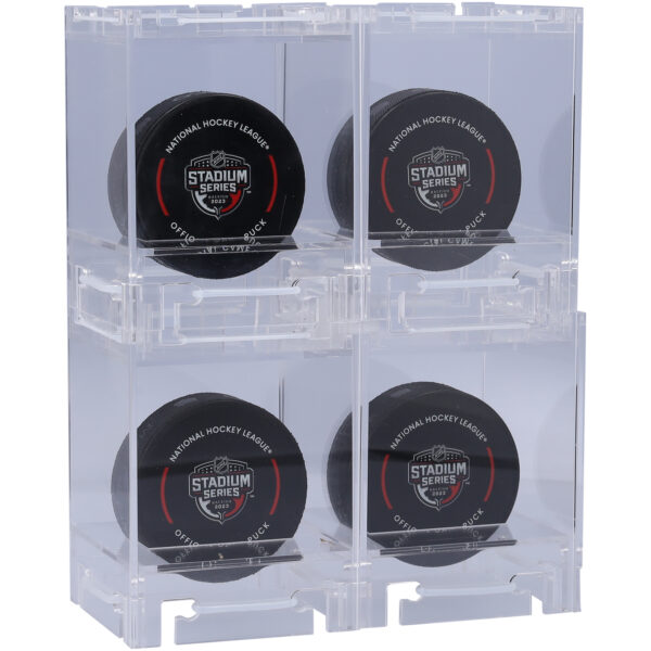 Acrylic Stackable & Collapsible Four Hockey Puck Display Cases