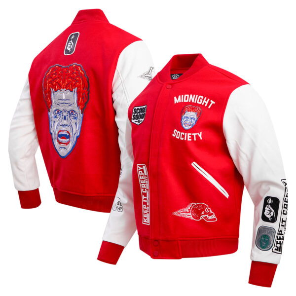 Men's Freeze Max Red Are You Afraid of the Dark? Scare Squad Monster Full-Zip Varsity Jacket - Image 7