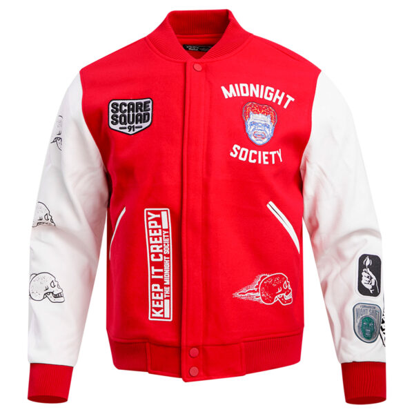 Men's Freeze Max Red Are You Afraid of the Dark? Scare Squad Monster Full-Zip Varsity Jacket - Image 9
