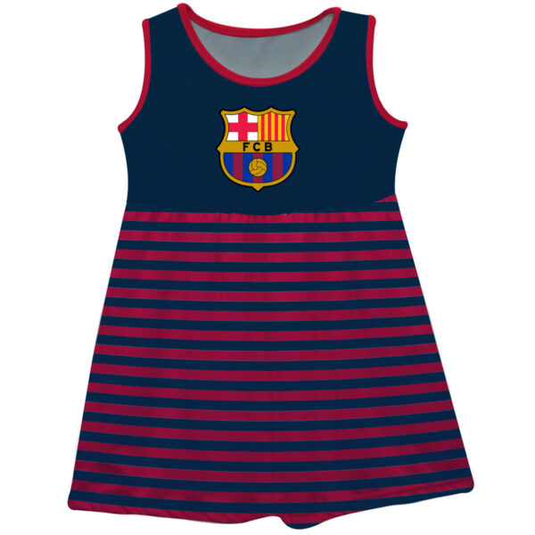 Girls Infant Vive La Fete Navy Barcelona Striped Tank Top Dress