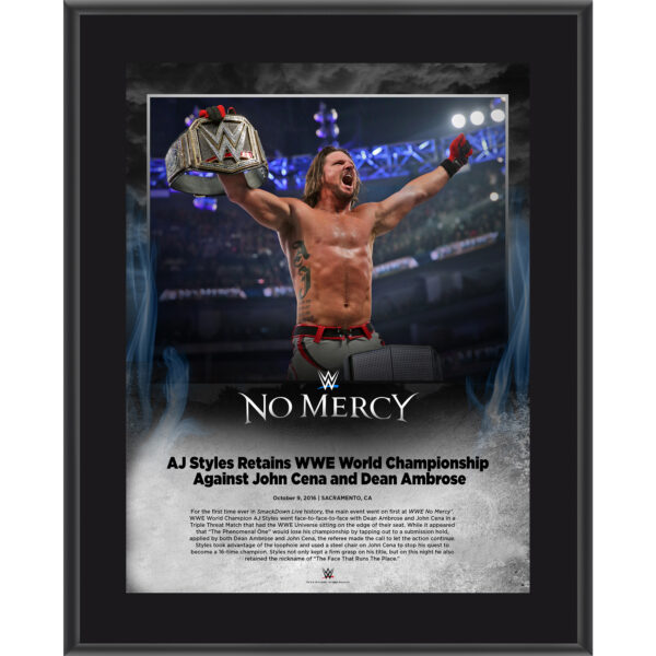 AJ Styles 10.5" x 13" 2016 No Mercy Sublimated Plaque