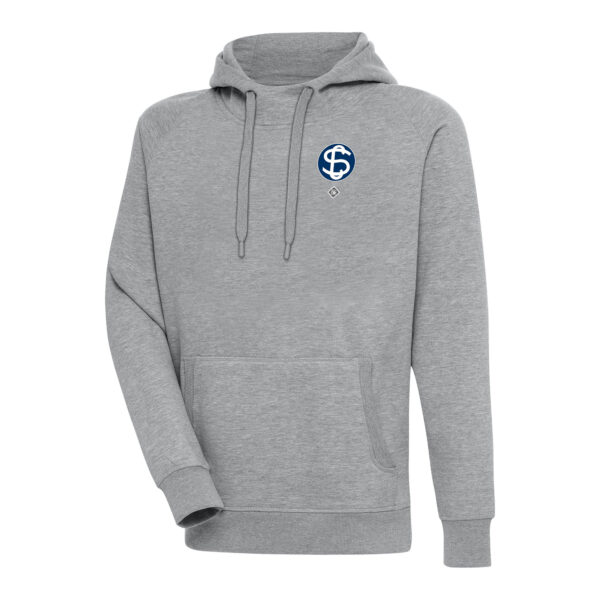 Men's Antigua Heather Gray Santa Clara Leopardos Victory Pullover Hoodie