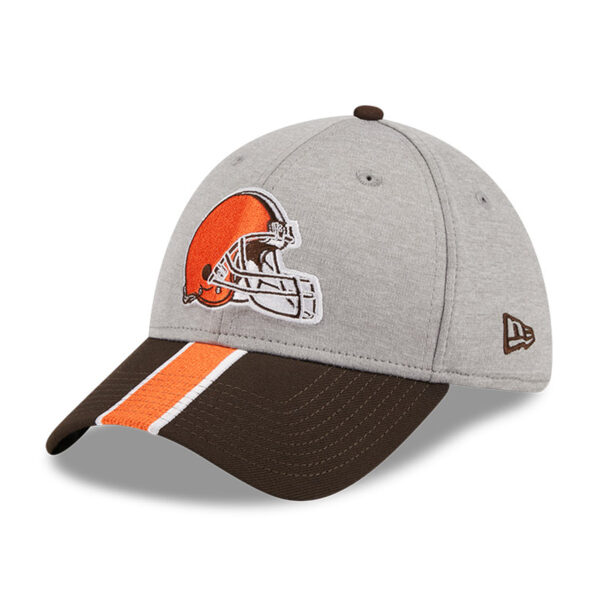 Men's New Era Heather Gray/Brown Cleveland Browns Striped 39THIRTY Flex Hat - Image 6
