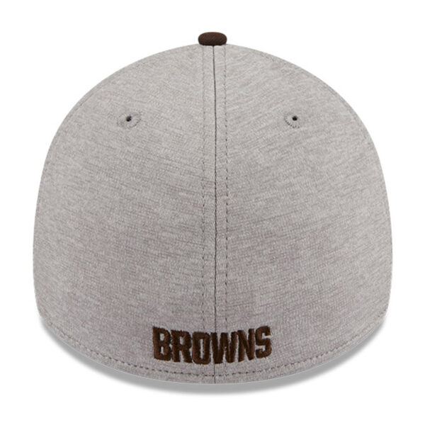 Men's New Era Heather Gray/Brown Cleveland Browns Striped 39THIRTY Flex Hat - Image 9