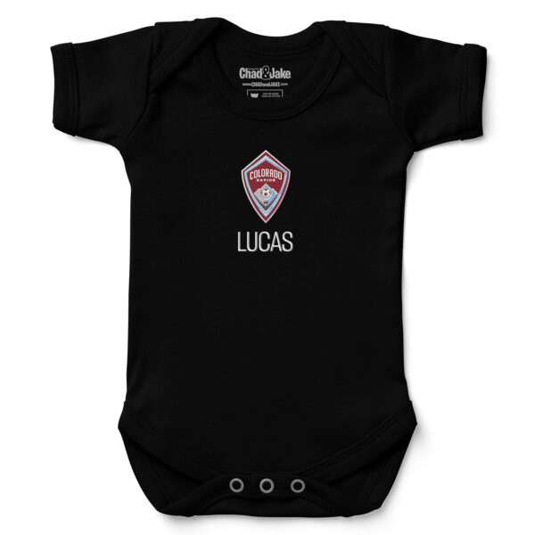 Infant Chad & Jake Black Colorado Rapids Logo Personalized Bodysuit
