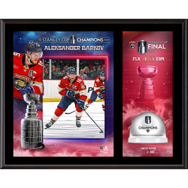 Aleksander Barkov Florida Panthers   12'' x 15'' Sublimated Plaque with Game-Used Ice from the 2024 Stanley Cup Final - Limited Edition of 300