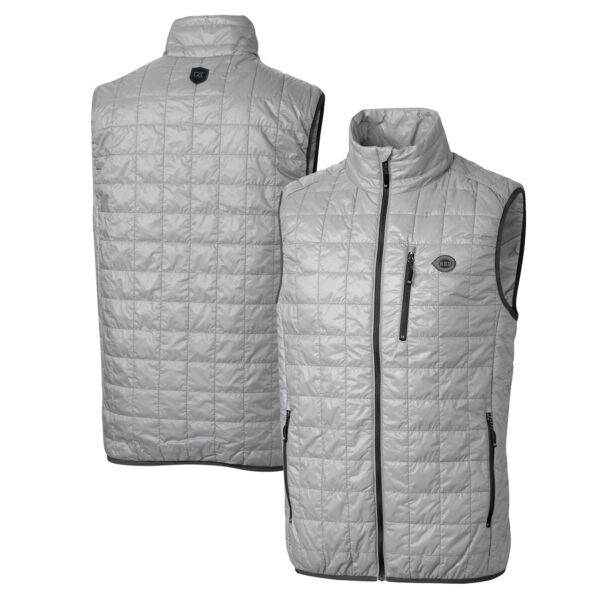 Men's Cutter & Buck Gray Cincinnati Reds Big & Tall Rainier PrimaLoft® Eco Insulated Full-Zip Puffer Vest