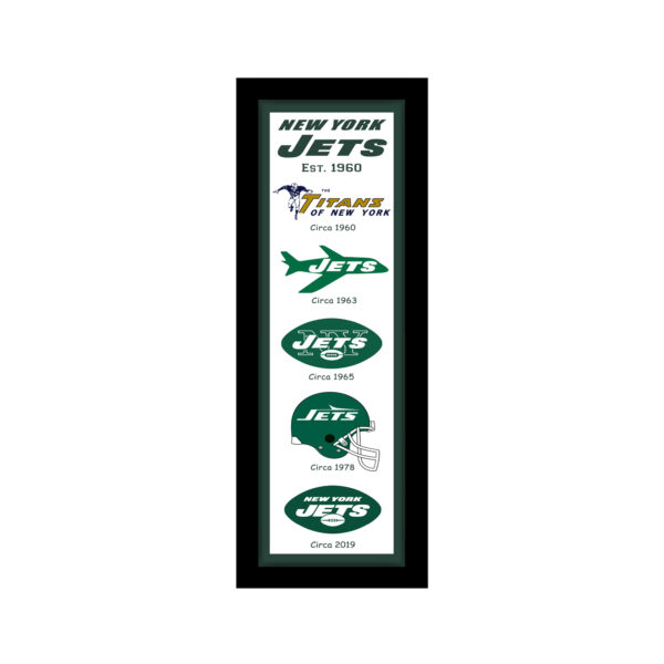 New York Jets 8" x 26" Established Date and Heritage Framed Wall Art