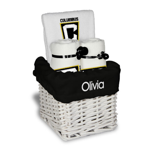 Infant White Columbus Crew Personalized Small Gift Basket