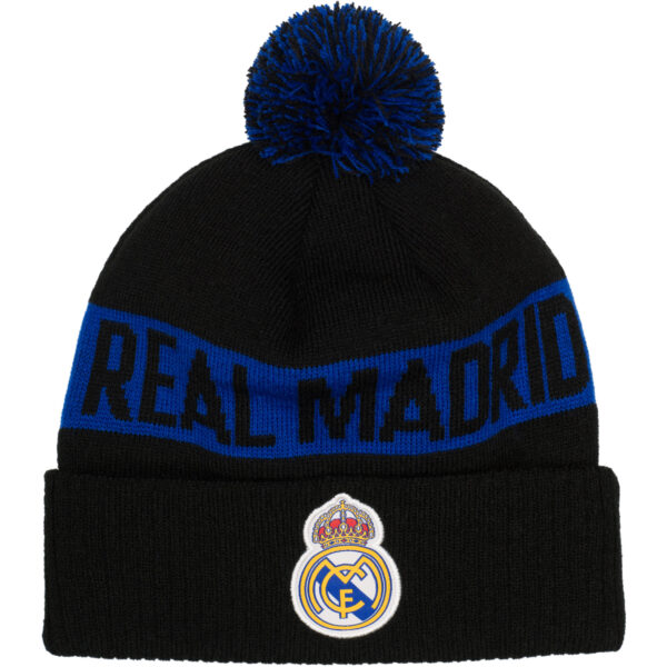 Black/Blue Real Madrid Fi Collection Cuffed Knit Hat With Pom