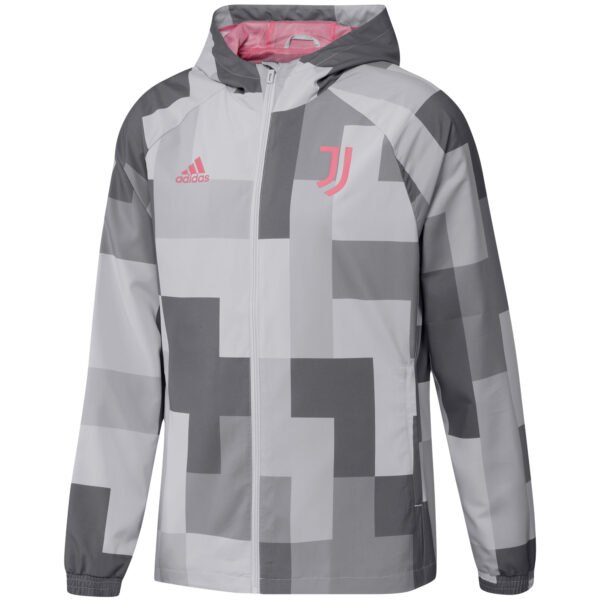 Men's adidas Gray Juventus Graphic Raglan Full-Zip Windbreaker Jacket - Image 6