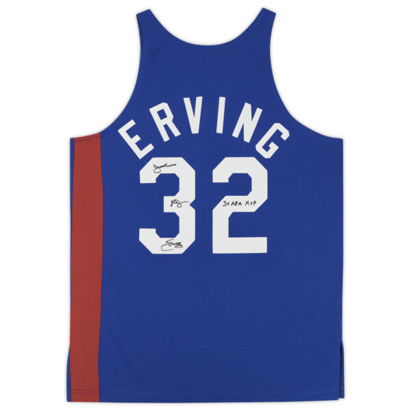 Julius Erving Blue New York Nets Autographed Mitchell & Ness 1973-74 Authentic Jersey with "3x ABA MVP" Inscription - Image 3