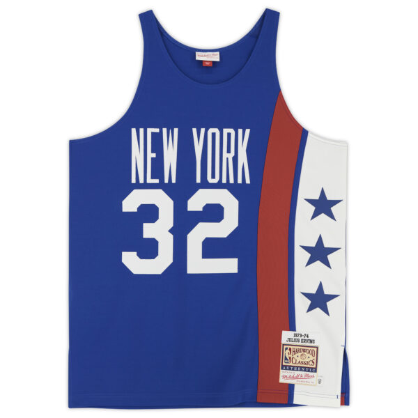 Julius Erving Blue New York Nets Autographed Mitchell & Ness 1973-74 Authentic Jersey with "3x ABA MVP" Inscription - Image 8