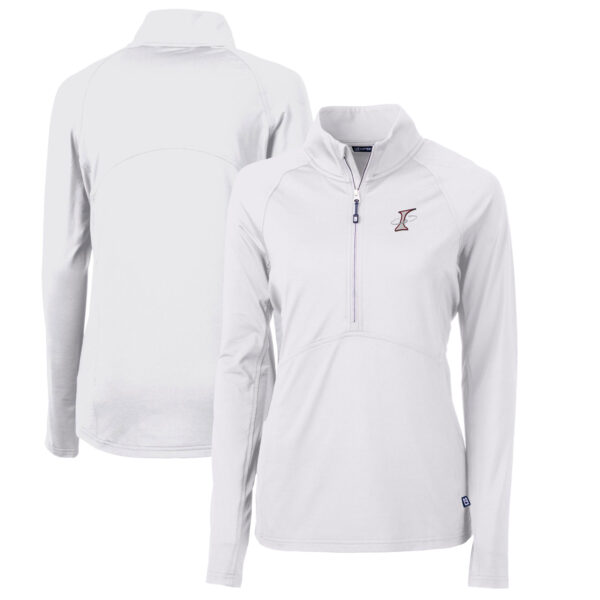 Women's Cutter & Buck White Albuquerque Isotopes Adapt Eco Knit Stretch Recycled Half-Zip Top