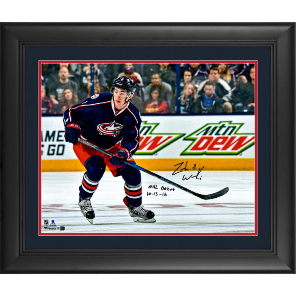 Zach Werenski Columbus Blue Jackets Framed Autographed 16" x 20" NHL Debut Skating Photograph with "NHL Debut 10/13/16" Inscription