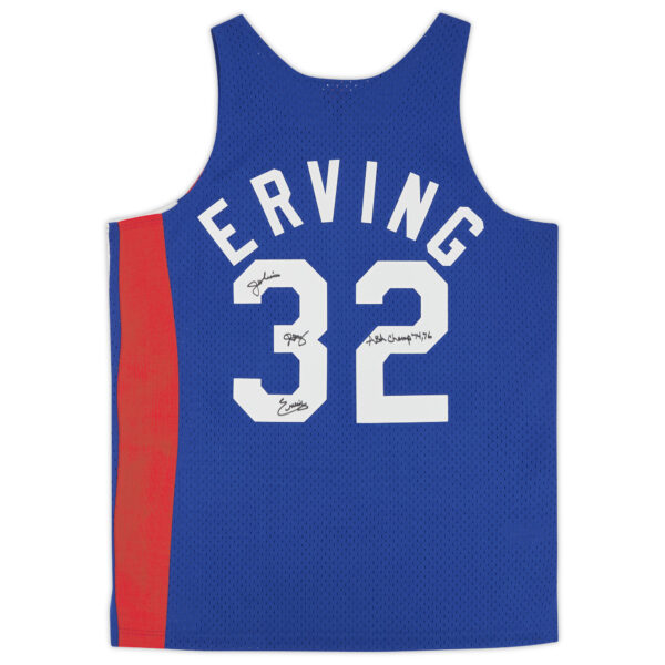 Julius Erving Blue New York Nets Autographed Mitchell & Ness 1973-74 Authentic Jersey with "ABA Champ 74 76" Inscription - Image 6