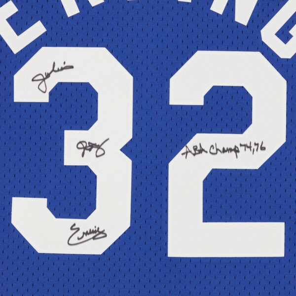 Julius Erving Blue New York Nets Autographed Mitchell & Ness 1973-74 Authentic Jersey with "ABA Champ 74 76" Inscription - Image 8