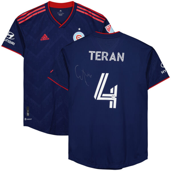 Carlos Teran Chicago Fire Autographed Fanatics Authentic Match-Used #4 Navy Jersey from the 2023 MLS Season