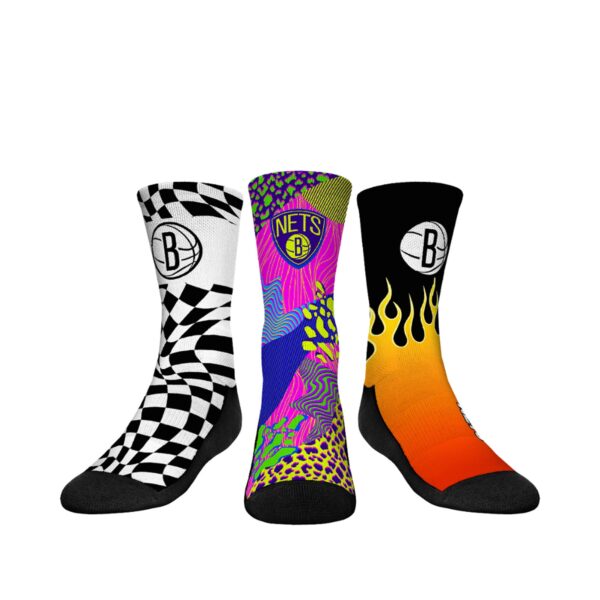 Youth Rock Em Socks Brooklyn Nets Team Vibes Three-Pack Crew Socks Set