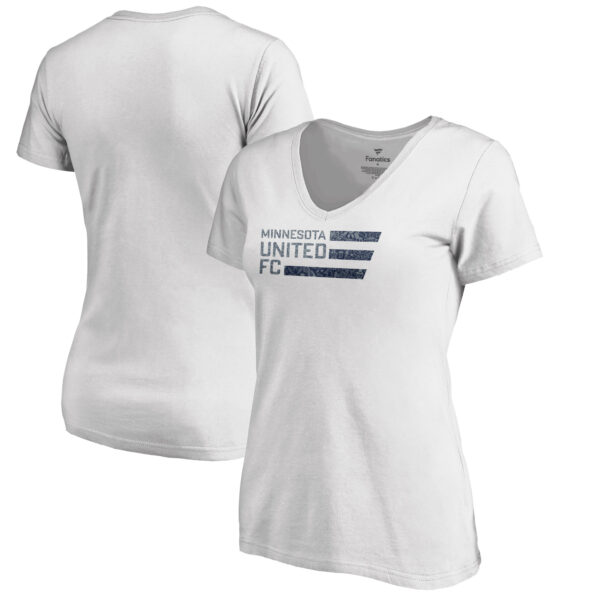 Women's White Minnesota United FC Americana Patriotic Club V-Neck T-Shirt