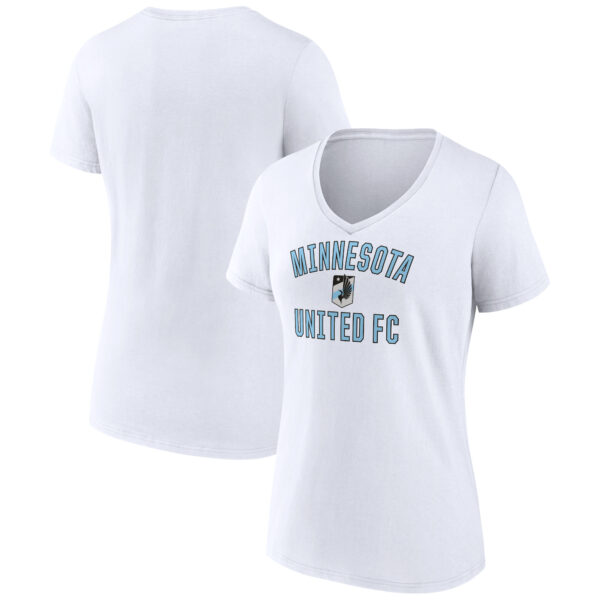 Women's White Minnesota United FC Victory Arch Logo V-Neck T-Shirt