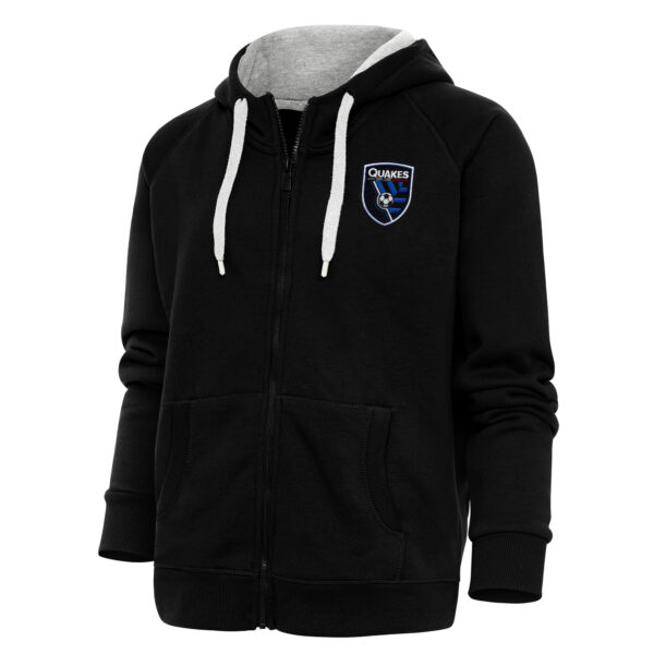 Women's Antigua Black San Jose Earthquakes Logo Victory Full-Zip Hoodie