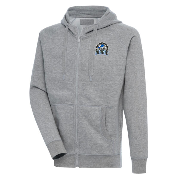 Men's Antigua  Heather Gray Lakeland Magic Victory Full-Zip Hoodie