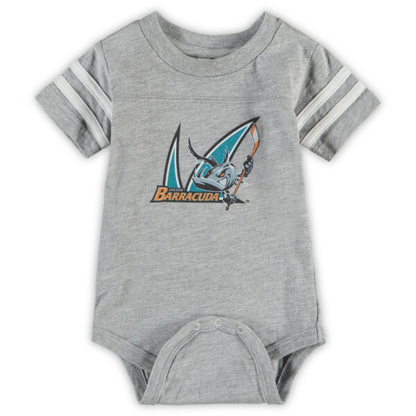 Infant Soft as a Grape Heathered Gray San Jose Barracuda Cuda Logo Bodysuit