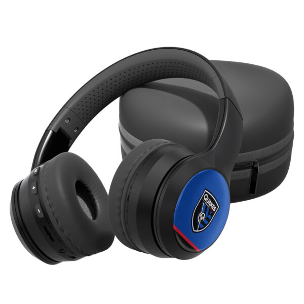 White San Jose Earthquakes Striped Logo Wireless Bluetooth Headphones & Case