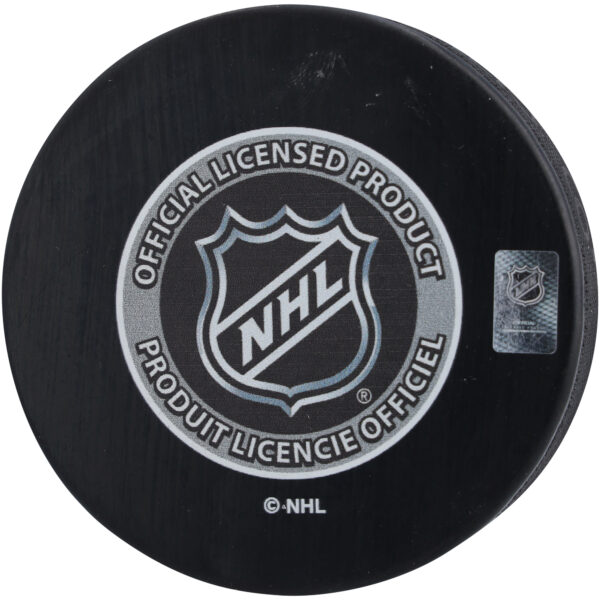 Akira Schmid New Jersey Devils Autographed 2018 Draft Logo Hockey Puck - Image 5