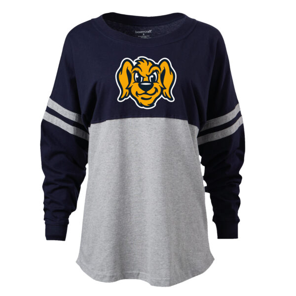 Women's Navy Charleston RiverDogs Retro Jersey Long Sleeve Pom Pom T-Shirt - Image 8