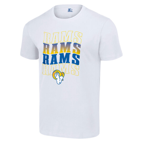 Men's Starter White Los Angeles Rams Four Team Name Logo T-Shirt - Image 6