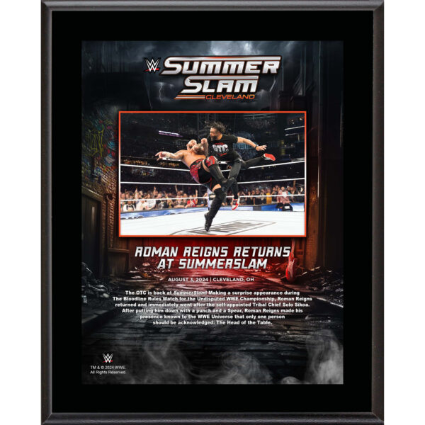 Roman Reigns WWE 10.5" x 13" 2024 SummerSlam Sublimated Plaque