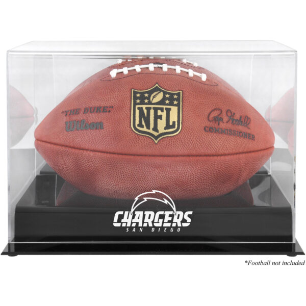 San Diego Chargers Black Base Football Logo Display Case with Mirror Back