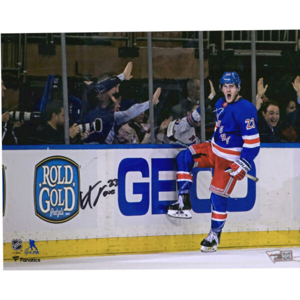Adam Fox New York Rangers Autographed 8" x 10" Blue Jersey Goal Celebration Photograph