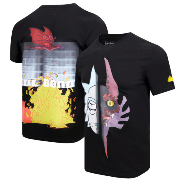 Men's Freeze Max Black Rick And Morty Year of the Dragon Soul Bond T-Shirt