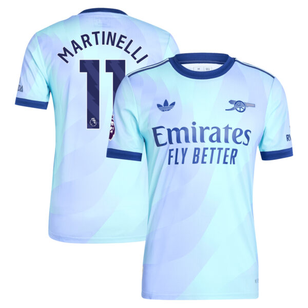Men's adidas Originals Gabriel Martinelli Aqua Arsenal 2024/25 Third Authentic Player Jersey - Image 5