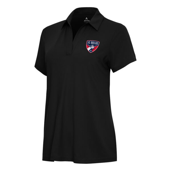 Women's Antigua Black FC Dallas Era V-Neck Polo