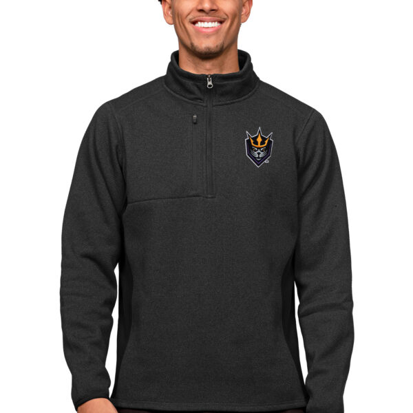 Men's Antigua Heather Black San Diego Seals Course Quarter-Zip Pullover Top