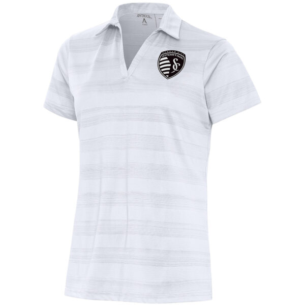 Women's Antigua  White Sporting Kansas City Brushed Metallic Compass Polo