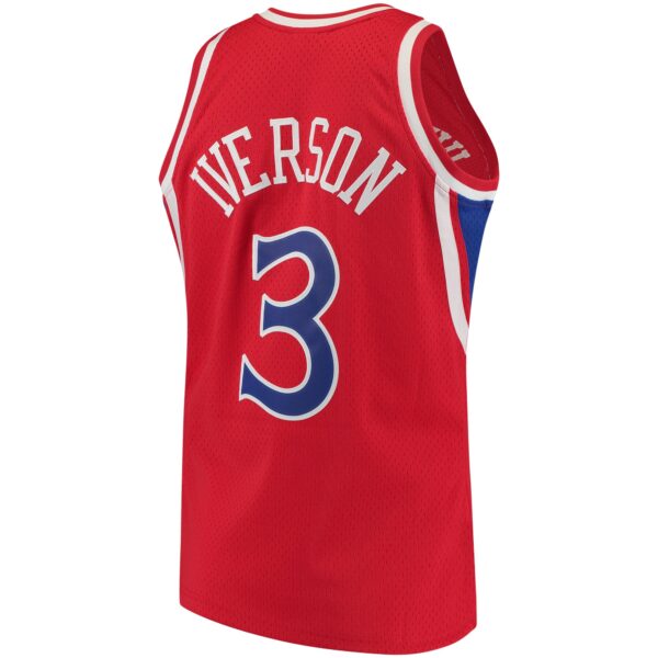 Men's Mitchell & Ness Allen Iverson Red Philadelphia 76ers 1996/97 Hardwood Classics Authentic Jersey - Image 4
